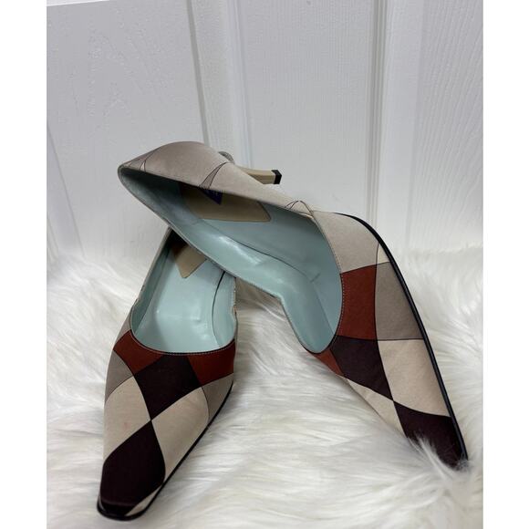 Emilio Pucci Women's Pointed Toe Pumps Size 40 / 9 NWOB Satin Colorblock Heels - Picture 1 of 9